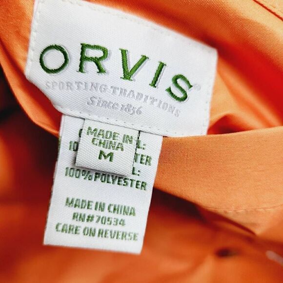 Orvis reversible button front jacket orange tan Size medium - Picture 9 of 12